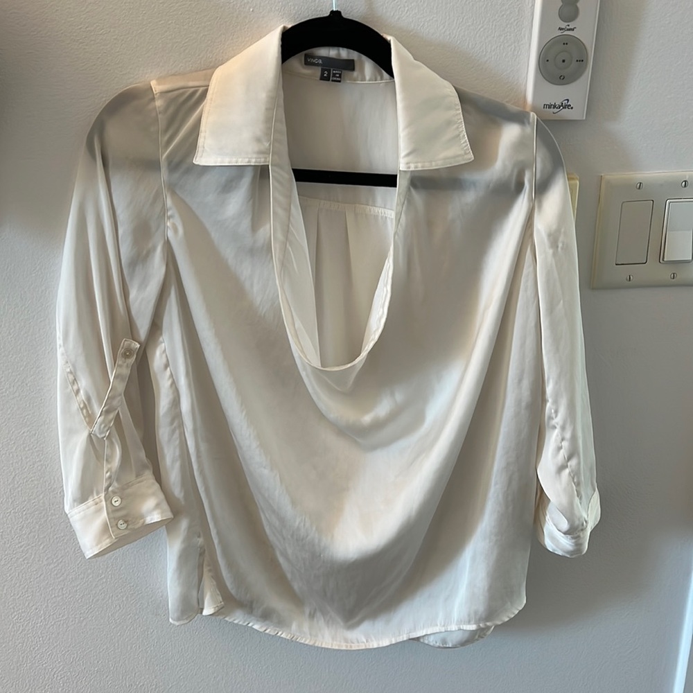 Vince blouse - white, silk, size 2. Minor wear